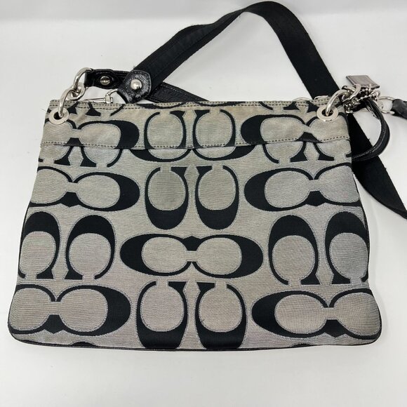 Coach Poppy Signature Crossbody / Shoulder Bag / Purse Black Silver J1163-18135 - Picture 4 of 11